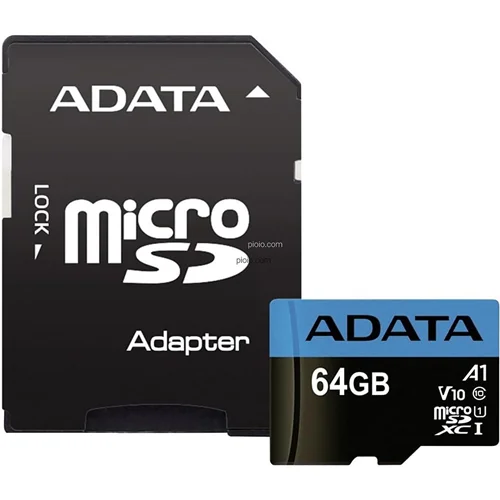 کارت حافظه microSDXC ای دیتا مدل Premier کلاس 10 استاندارد UHS-I V10 A1سرعت 100MBps ظرفیت 64 گیگابایت به همراه آداپتور