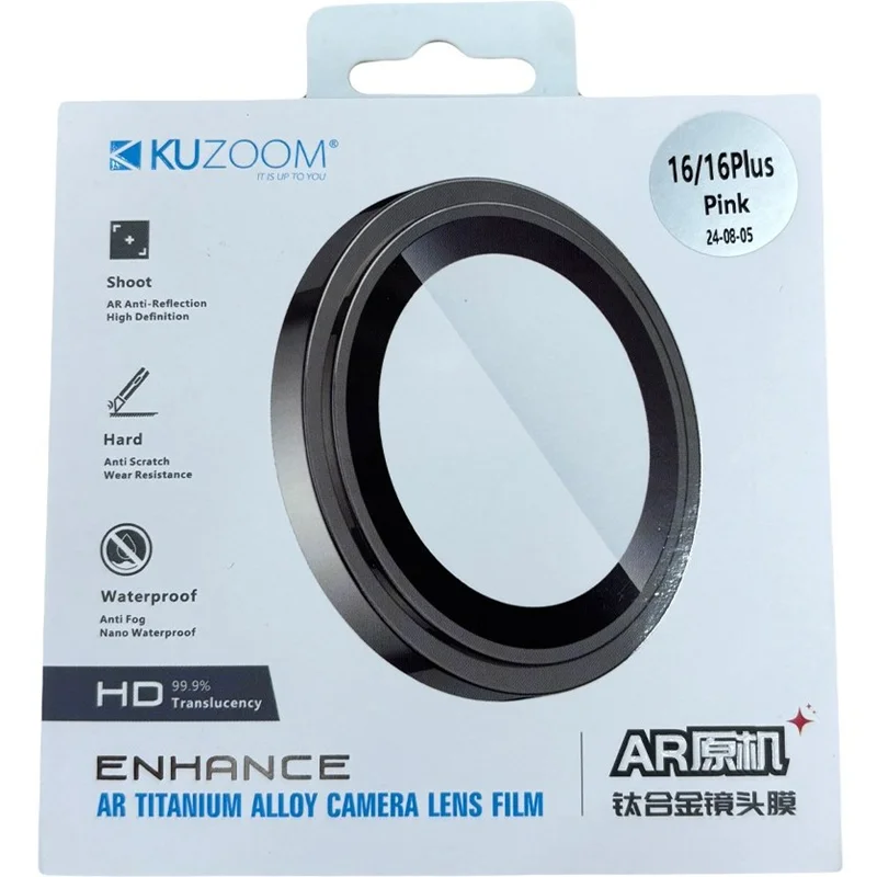محافظ لنز دوربین مدل رینگی برند KUZOOM مناسب برای گوشی موبایل اپل iPhone 16/16 Plus